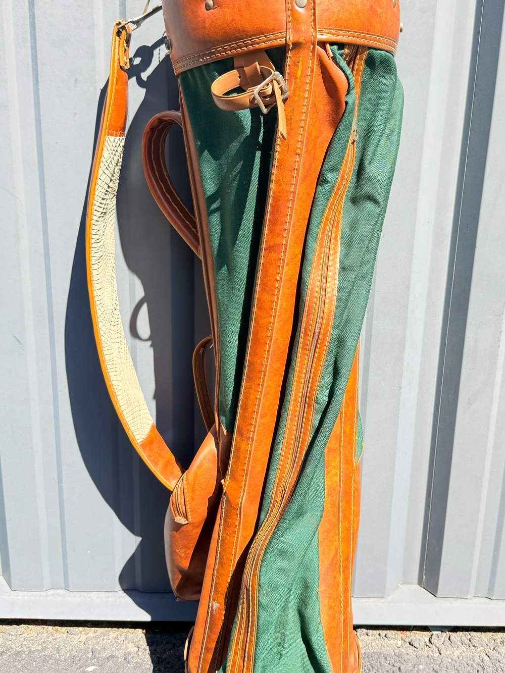 Vintage Double Eagle Green Classic Style Leather Vinyl Golf Bag